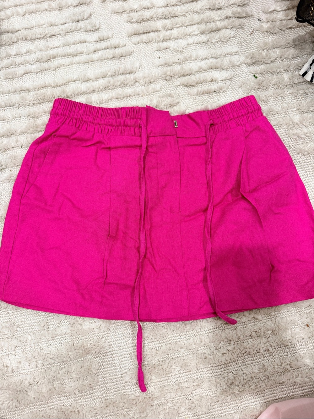 Forever 21 Hot Pink Drawstring Waist Mini Skirt